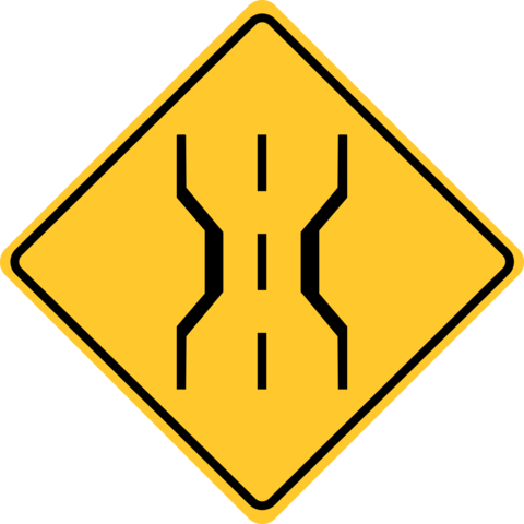 Narrow Bridge Two Traffic Lanes Only Road Sign Template